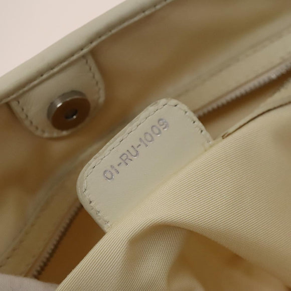 Christian Dior Canage Tote Bag Coated Canvas Leather Ivory Silver Auth bs28723