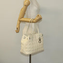 Christian Dior Canage Tote Bag Coated Canvas Leather Ivory Silver Auth bs28723-21