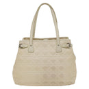 Christian Dior Canage Tote Bag Coated Canvas Leather Ivory Silver Auth bs28723-3