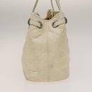 Christian Dior Canage Tote Bag Coated Canvas Leather Ivory Silver Auth bs28723-5