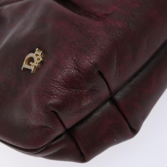 Christian Dior Shoulder Bag Leather Red Gold Auth bs28724