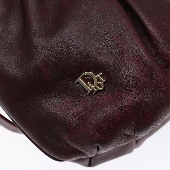 Christian Dior Shoulder Bag Leather Red Gold Auth bs28724