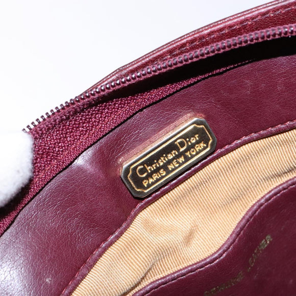 Christian Dior Shoulder Bag Leather Red Gold Auth bs28724