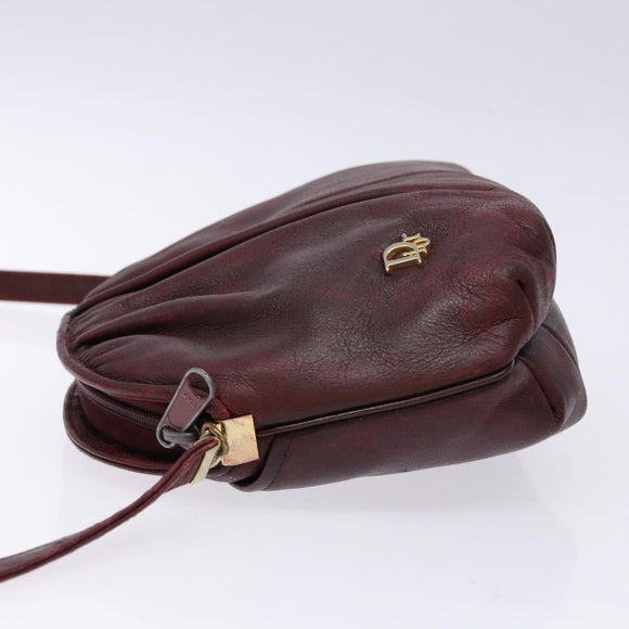 Christian Dior Shoulder Bag Leather Red Gold Auth bs28724