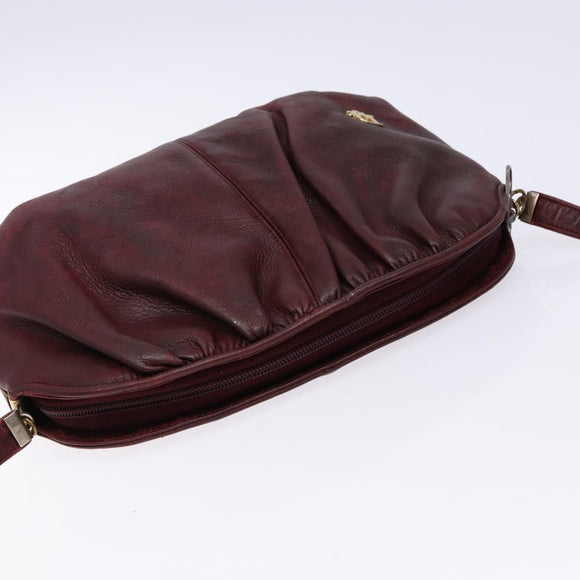 Christian Dior Shoulder Bag Leather Red Gold Auth bs28724