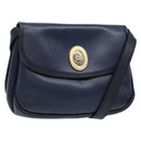 Christian Dior Shoulder Bag Leather Navy Gold Auth bs28726-1