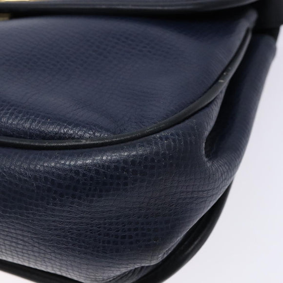 Christian Dior Shoulder Bag Leather Navy Gold Auth bs28726