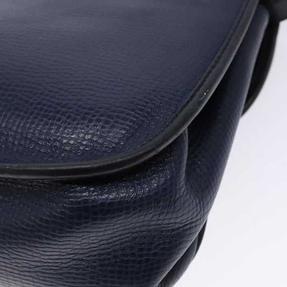 Christian Dior Shoulder Bag Leather Navy Gold Auth bs28726