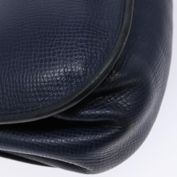 Christian Dior Shoulder Bag Leather Navy Gold Auth bs28726