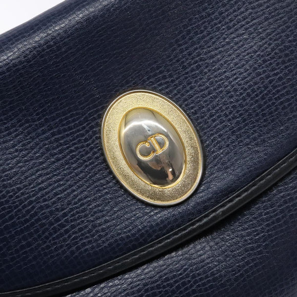 Christian Dior Shoulder Bag Leather Navy Gold Auth bs28726