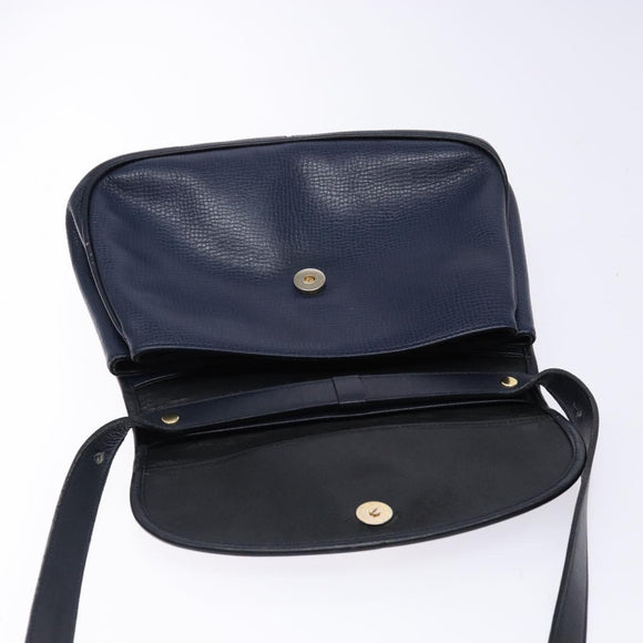 Christian Dior Shoulder Bag Leather Navy Gold Auth bs28726