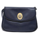 Christian Dior Shoulder Bag Leather Navy Gold Auth bs28726-2