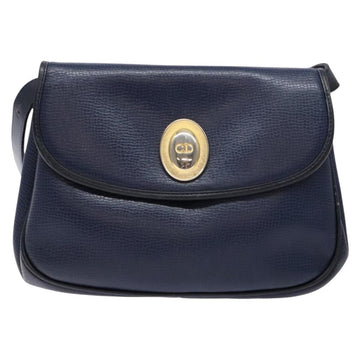 Christian Dior Shoulder Bag Leather Navy Gold Auth bs28726 - 0