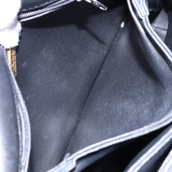 Christian Dior Shoulder Bag Leather Navy Gold Auth bs28726