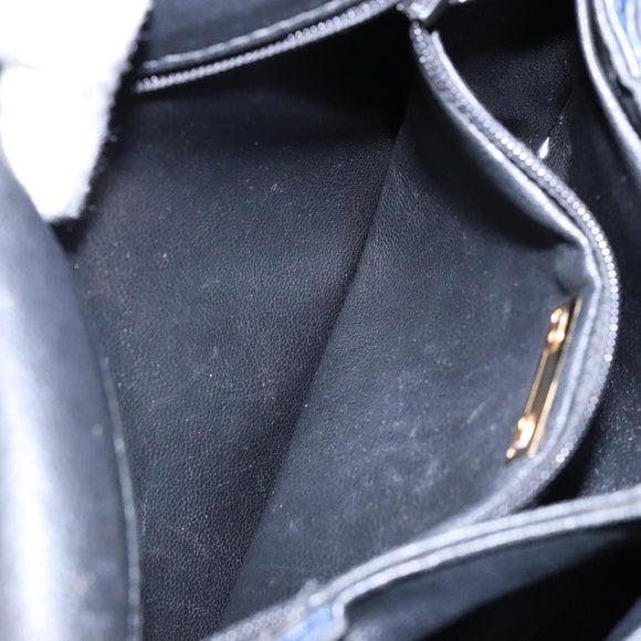 Christian Dior Shoulder Bag Leather Navy Gold Auth bs28726