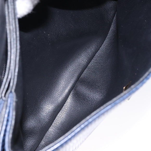 Christian Dior Shoulder Bag Leather Navy Gold Auth bs28726