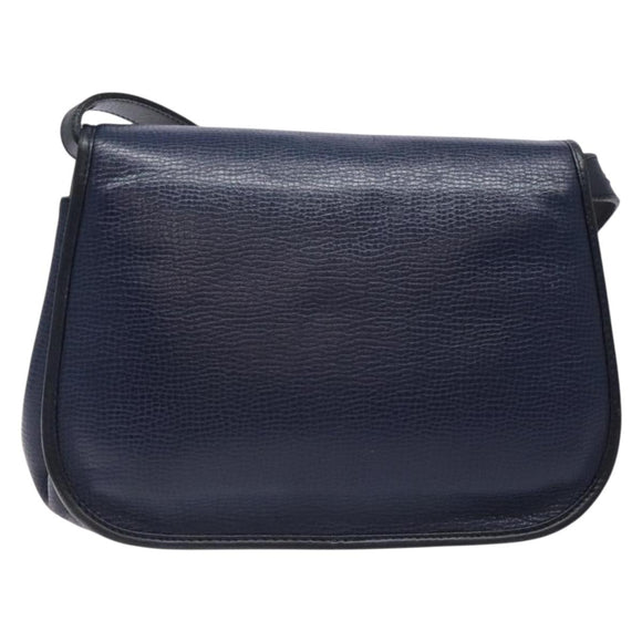 Christian Dior Shoulder Bag Leather Navy Gold Auth bs28726