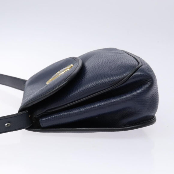 Christian Dior Shoulder Bag Leather Navy Gold Auth bs28726