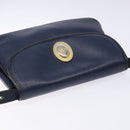 Christian Dior Shoulder Bag Leather Navy Gold Auth bs28726-6