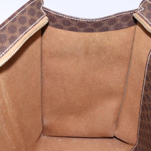 CELINE Macadam Canvas Tote Bag PVC Brown Gold Auth bs28731