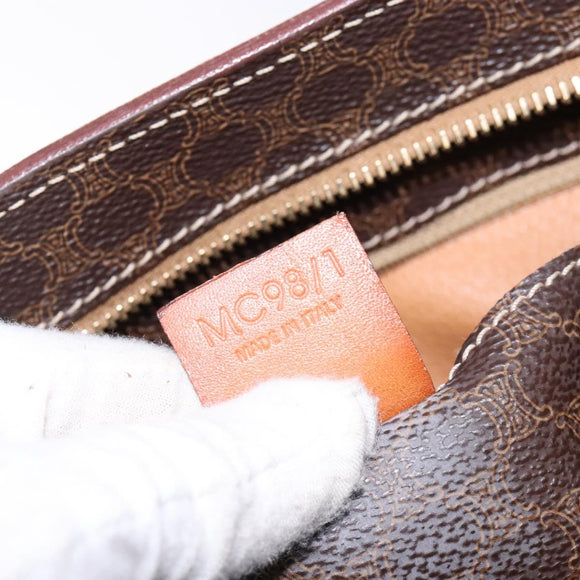 CELINE Macadam Canvas Tote Bag PVC Brown Gold Auth bs28731