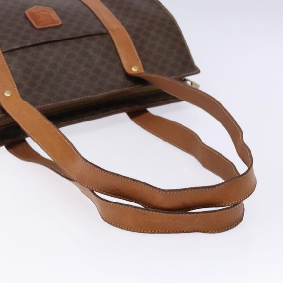 CELINE Macadam Canvas Tote Bag PVC Brown Gold Auth bs28731