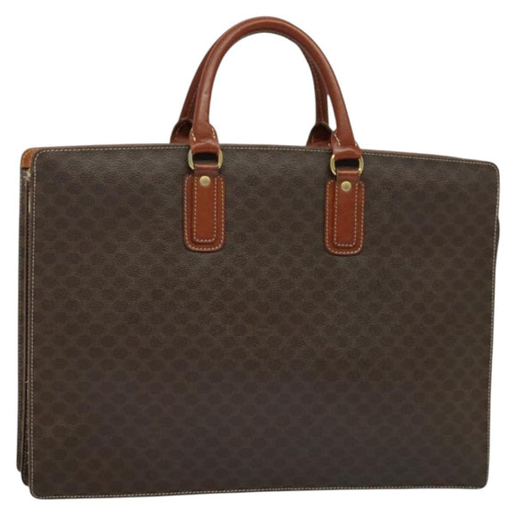 CELINE Macadam Canvas Business Bag PVC Brown Gold Auth bs28732