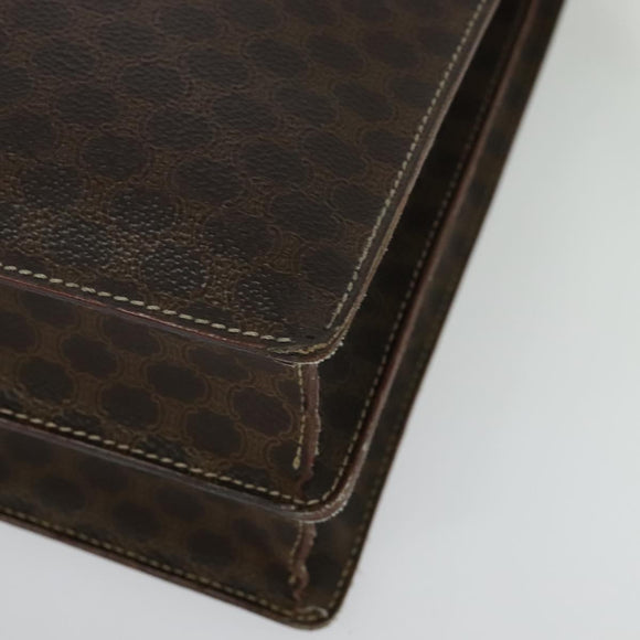 CELINE Macadam Canvas Business Bag PVC Brown Gold Auth bs28732