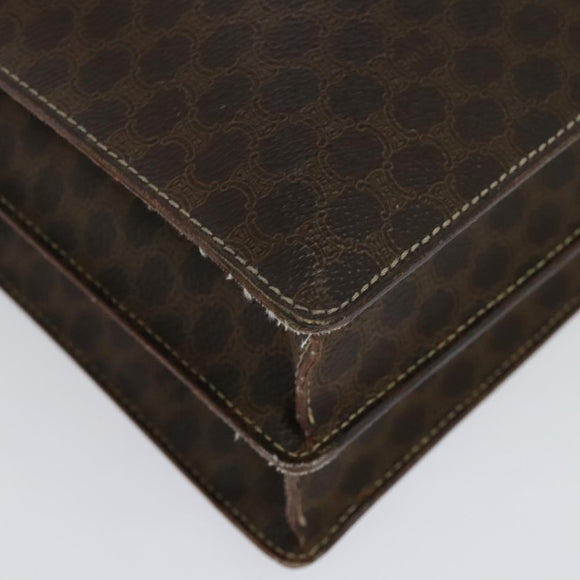 CELINE Macadam Canvas Business Bag PVC Brown Gold Auth bs28732