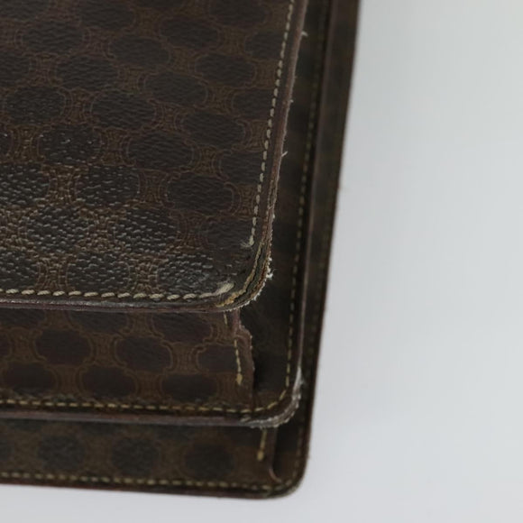 CELINE Macadam Canvas Business Bag PVC Brown Gold Auth bs28732