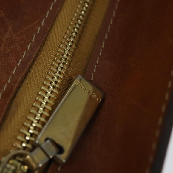 CELINE Macadam Canvas Business Bag PVC Brown Gold Auth bs28732