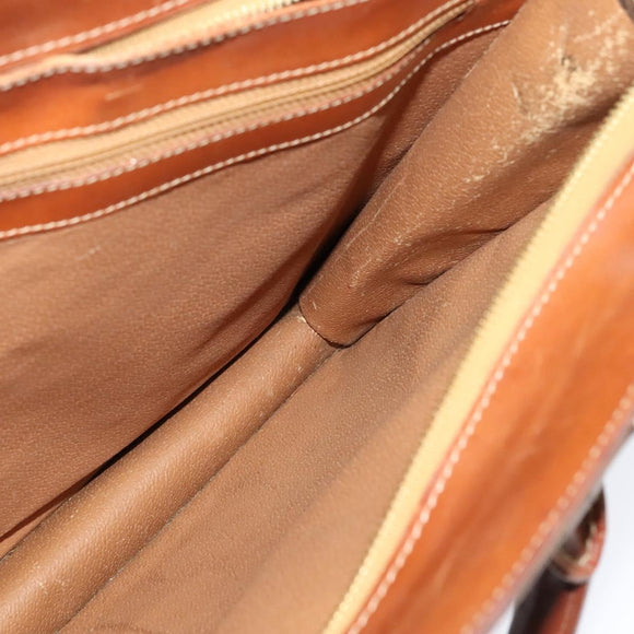 CELINE Macadam Canvas Business Bag PVC Brown Gold Auth bs28732