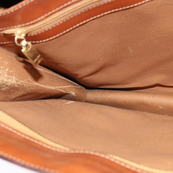 CELINE Macadam Canvas Business Bag PVC Brown Gold Auth bs28732