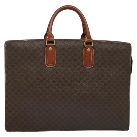 CELINE Macadam Canvas Business Bag PVC Brown Gold Auth bs28732