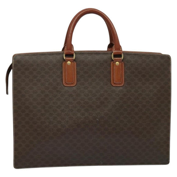 CELINE Macadam Canvas Business Bag PVC Brown Gold Auth bs28732