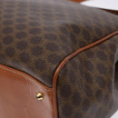 CELINE Macadam Canvas Hand Bag PVC Leather Brown Gold Auth bs28733-15