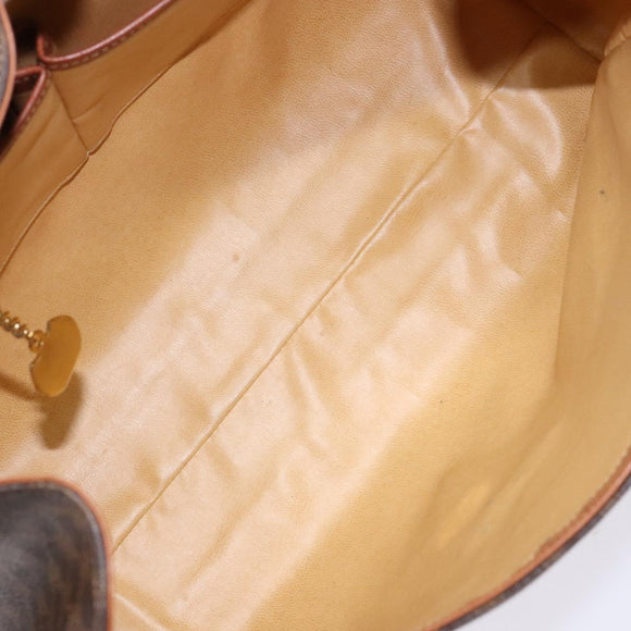 CELINE Macadam Canvas Hand Bag PVC Leather Brown Gold Auth bs28733