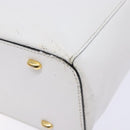 CELINE Hand Bag Leather White Gold Auth bs28734-9