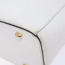 CELINE Hand Bag Leather White Gold Auth bs28734-15