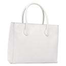CELINE Hand Bag Leather White Gold Auth bs28734-1