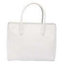 CELINE Hand Bag Leather White Gold Auth bs28734-2