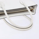 CELINE Hand Bag Leather White Gold Auth bs28734-7