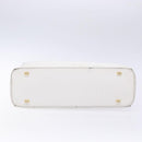 CELINE Hand Bag Leather White Gold Auth bs28734-5