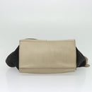 CELINE Trapeze Hand Bag Leather Suede 2way Beige Black gold Auth bs28736-5