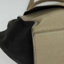 CELINE Trapeze Hand Bag Leather Suede 2way Beige Black gold Auth bs28736-10