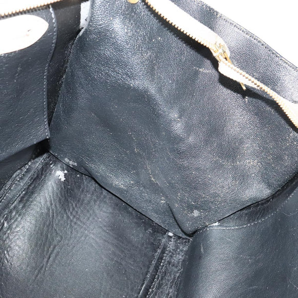 CELINE Trapeze Hand Bag Leather Suede 2way Beige Black gold Auth bs28736