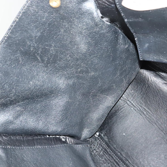 CELINE Trapeze Hand Bag Leather Suede 2way Beige Black gold Auth bs28736