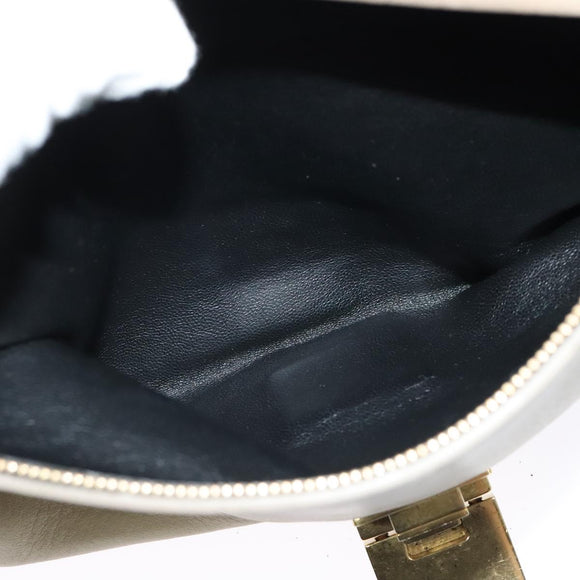 CELINE Trapeze Hand Bag Leather Suede 2way Beige Black gold Auth bs28736