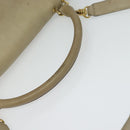 CELINE Trapeze Hand Bag Leather Suede 2way Beige Black gold Auth bs28736-7