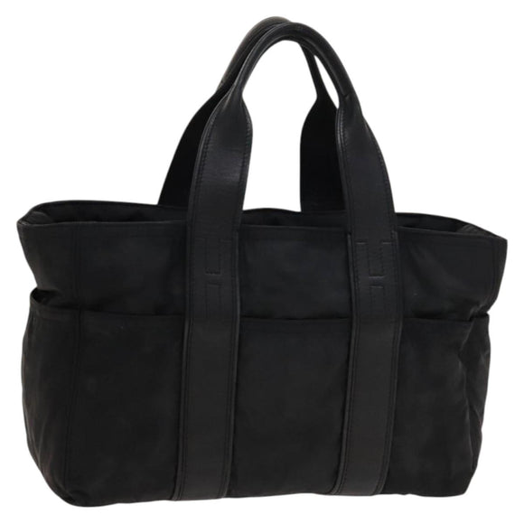 HERMES Acape Luco PM Hand Bag Nylon Black Silver Auth bs28738